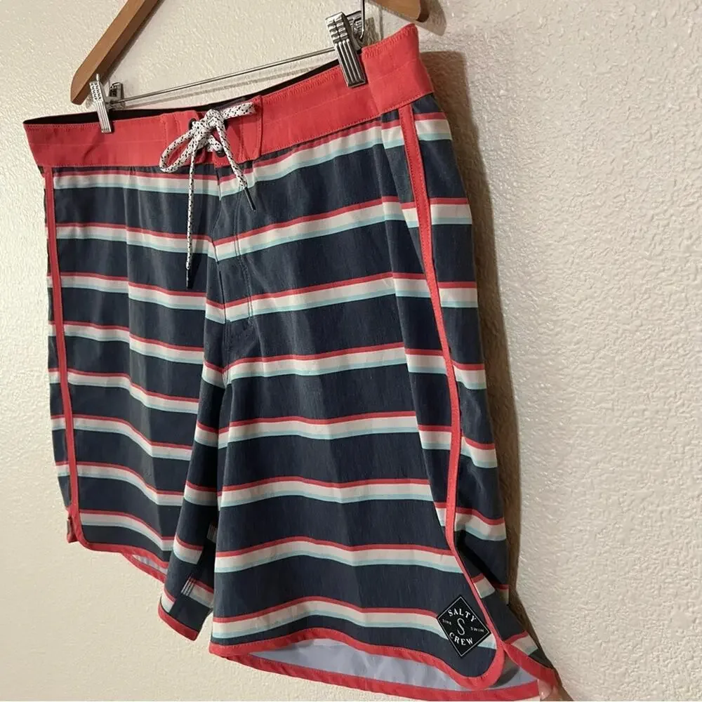 Salty Crew orange striped board swim shorts 38 men’s